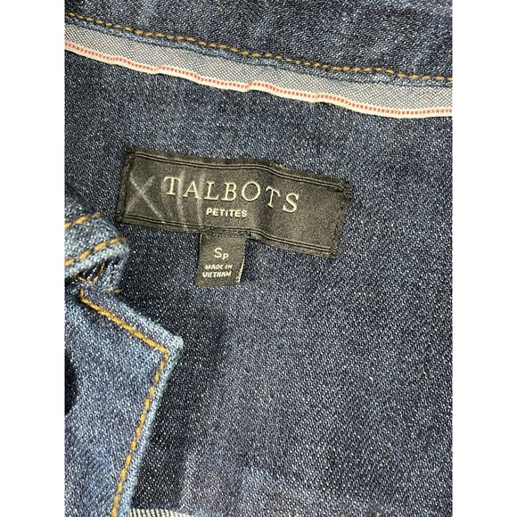 Talbots Women's Petite Ruffled Denim Jacket Dark Wash Small Petite SP - NWT Butt - Picture 5 of 10